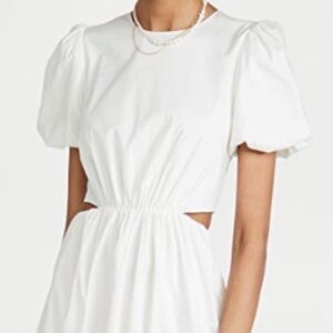 Wayf White Puff Sleeve Cut-Out Dress
